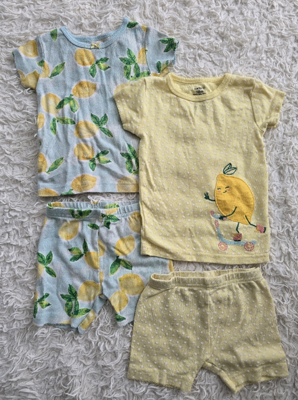 Carter's Yellow Lemon Print Kids Pajama Set - Blue & Yellow